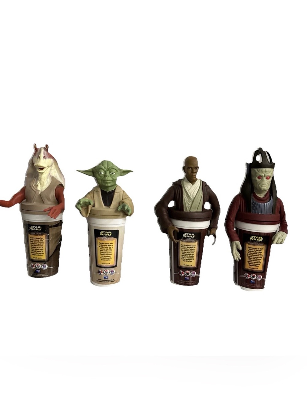 VIntage 1999 Star Wars: Episode I The Phantom Menace promo cup toppers w/ cups